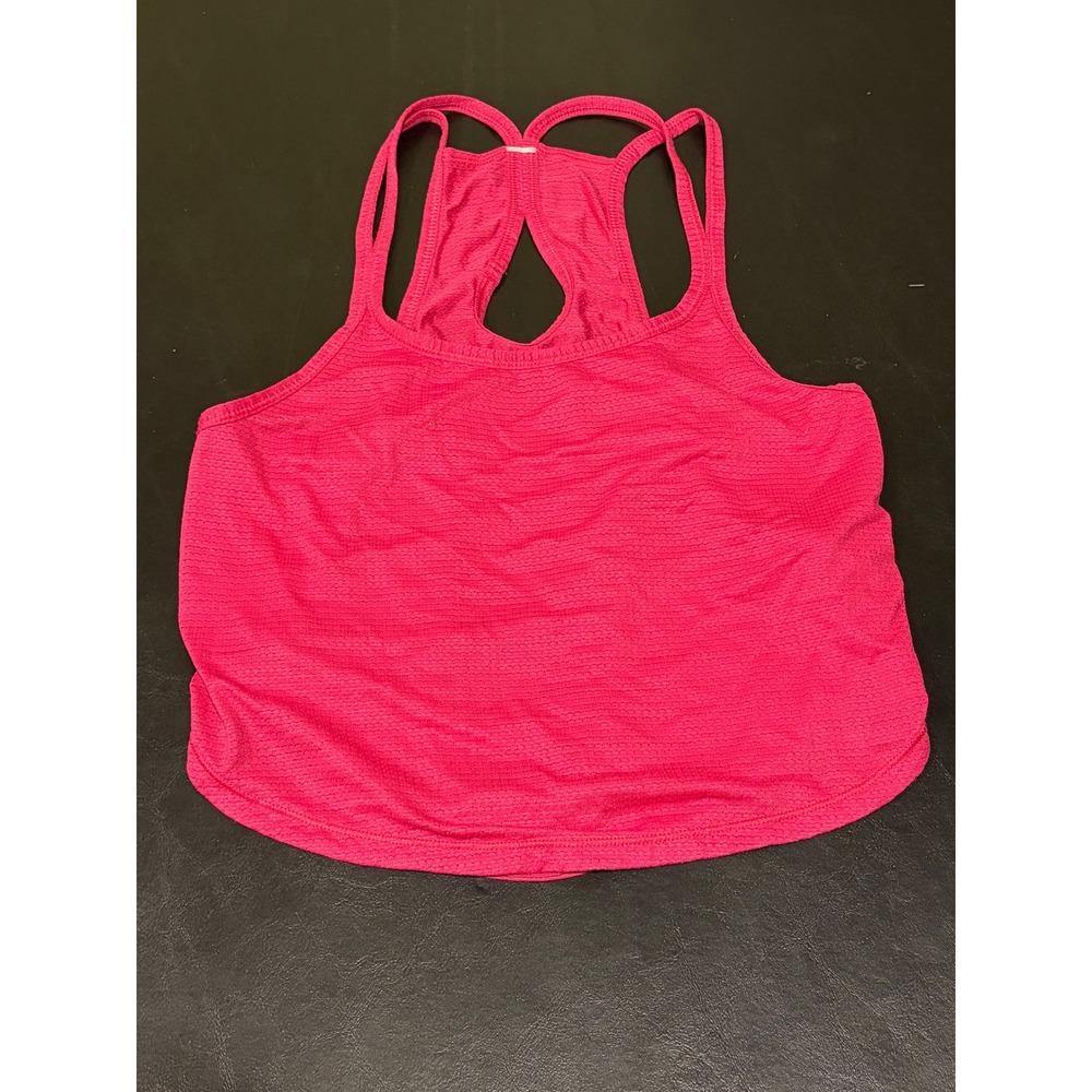 Lululemon Pink Strappy Racerback Keyhole Mesh Athletic Tank Top Womens